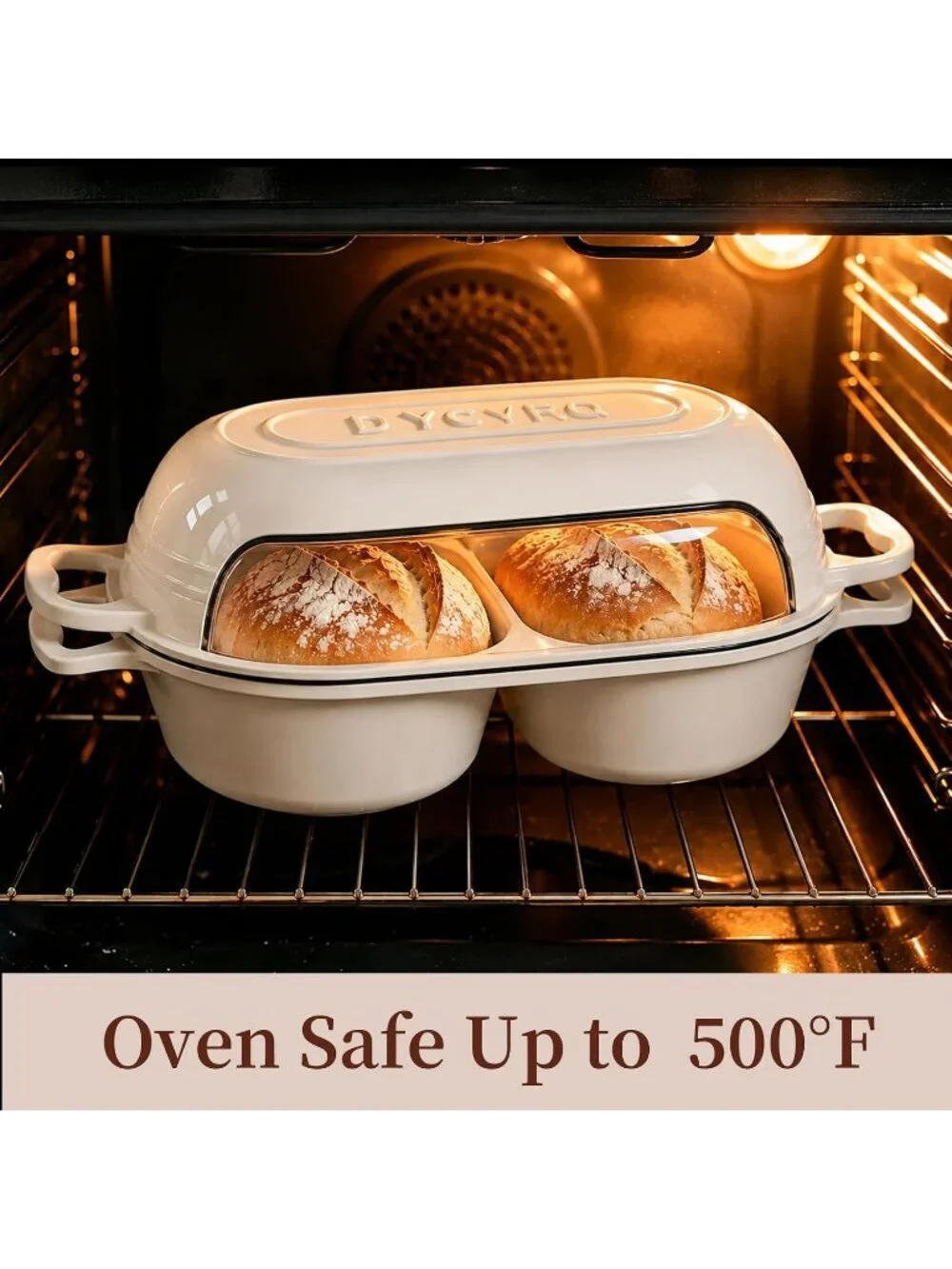 16cm Cream White Cast Iron Double Round Bread Loaf Pot with Lid Mini Dutch Oven